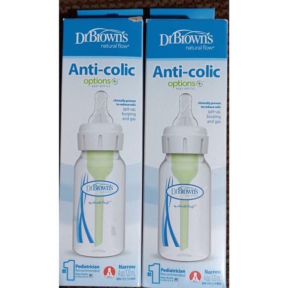 Dr. Brown Anti Colic Bottles NEW 2 TWO 4 oz. Ea. 0 Months+ - Picture 1 of 6